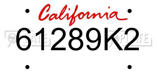 61289K2 California License Plate