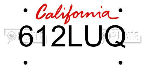 612LUQ California License Plate