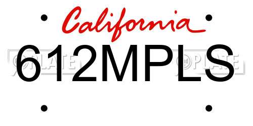 612MPLS California License Plate
