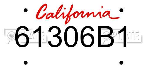 61306B1 California License Plate