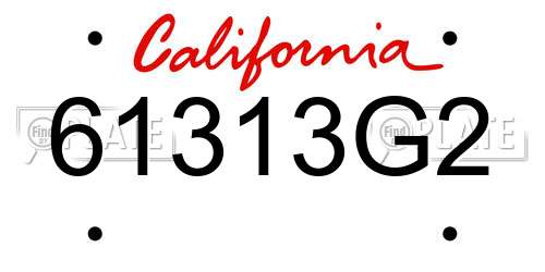 61313G2 California License Plate
