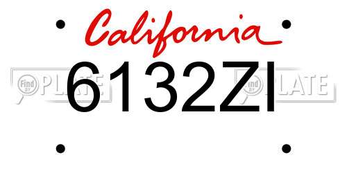 6132ZI California License Plate