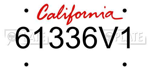 61336V1 California License Plate