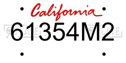 61354M2 California License Plate