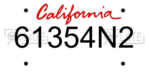 61354N2 California License Plate
