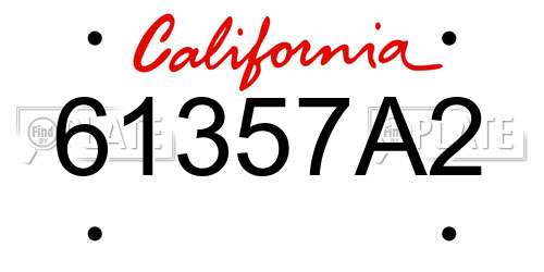 61357A2 California License Plate