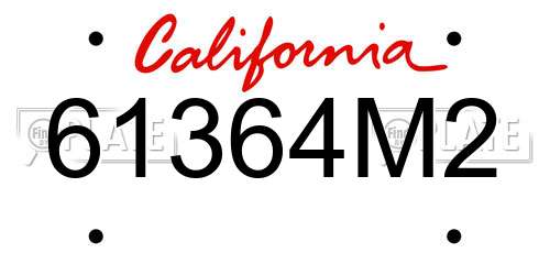61364M2 California License Plate