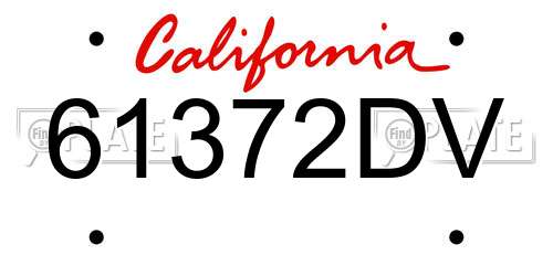 61372DV California License Plate