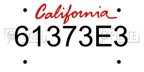 61373E3 California License Plate