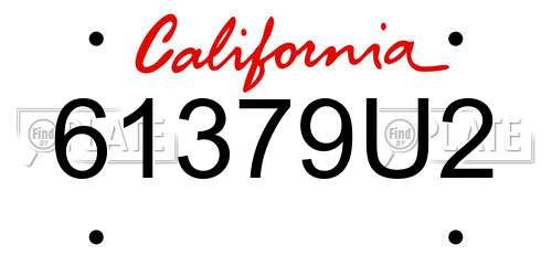 61379U2 California License Plate