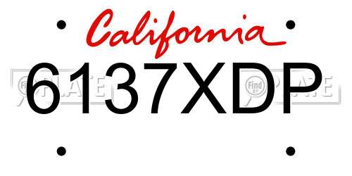 6137XDP California License Plate