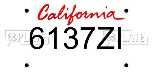 6137ZI California License Plate
