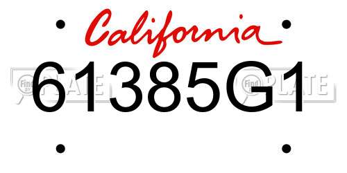 61385G1 California License Plate