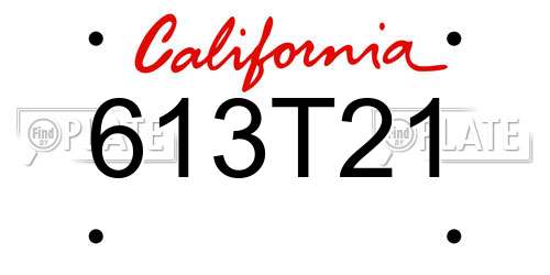 613T21 California License Plate