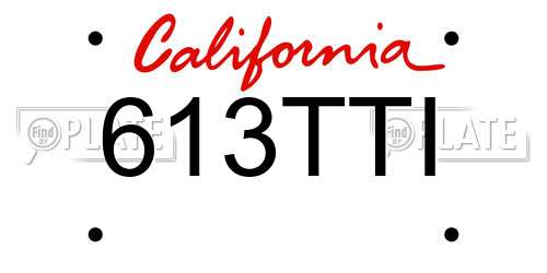 613TTI California License Plate