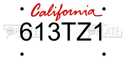 613TZ1 California License Plate