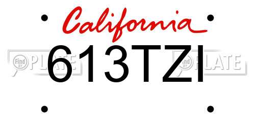 613TZI California License Plate