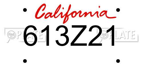 613Z21 California License Plate
