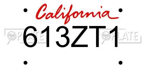 613ZT1 California License Plate