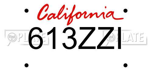 613ZZI California License Plate