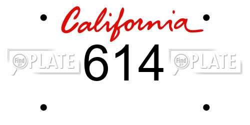 614 California License Plate