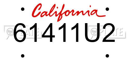 61411U2 California License Plate