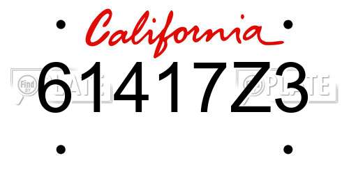 61417Z3 California License Plate