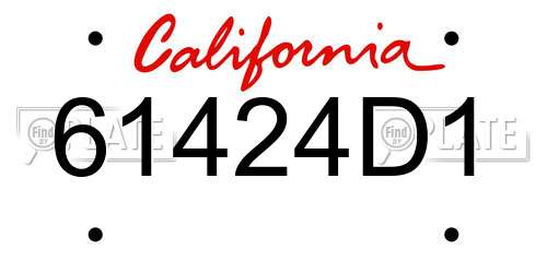 61424D1 California License Plate