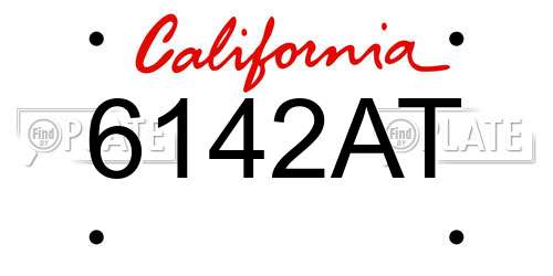 6142AT California License Plate