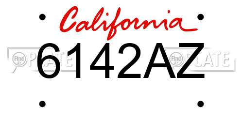 6142AZ California License Plate