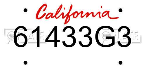 61433G3 California License Plate