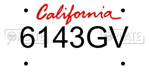 6143GV California License Plate