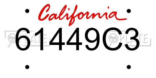 61449C3 California License Plate