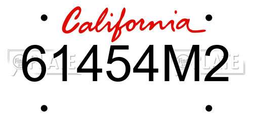 61454M2 California License Plate