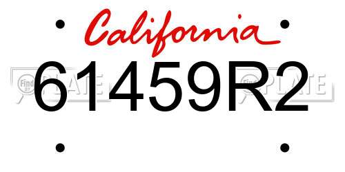 61459R2 California License Plate