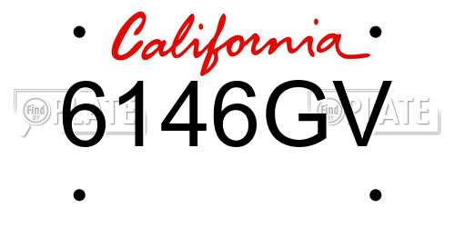 6146GV California License Plate