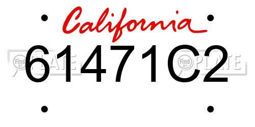 61471C2 California License Plate