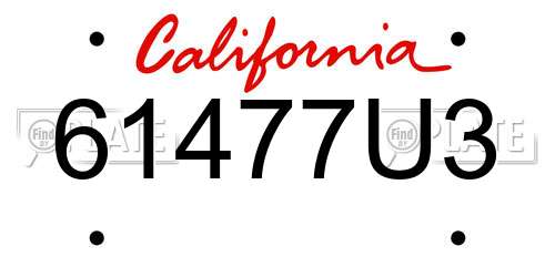 61477U3 California License Plate