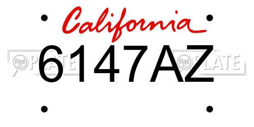 6147AZ California License Plate