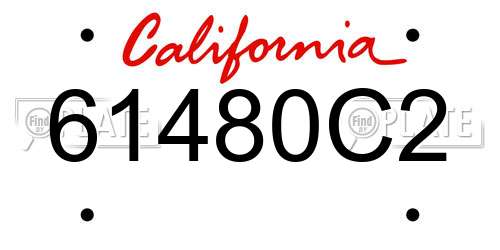 61480C2 California License Plate