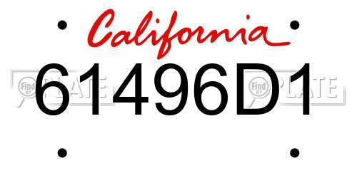 61496D1 California License Plate