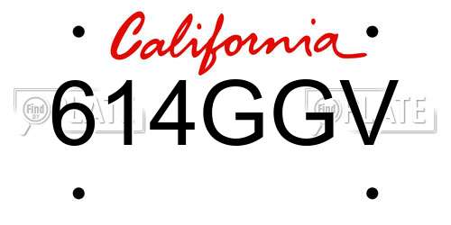 614GGV California License Plate