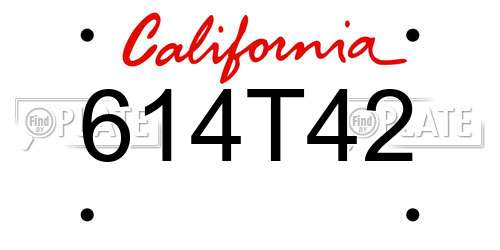 614T42 California License Plate