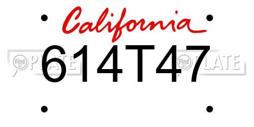 614T47 California License Plate