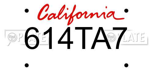 614TA7 California License Plate