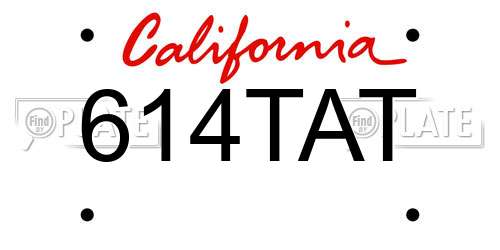 614TAT California License Plate