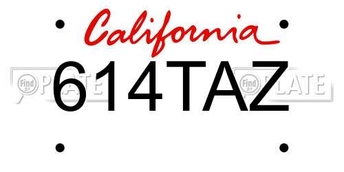 614TAZ California License Plate
