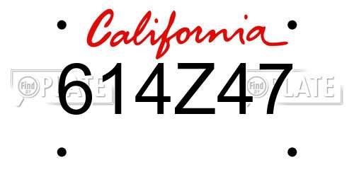 614Z47 California License Plate