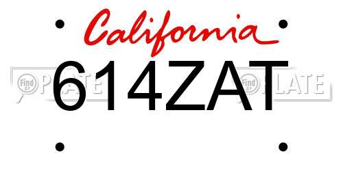 614ZAT California License Plate