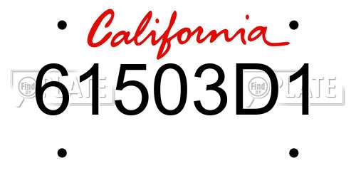 61503D1 California License Plate
